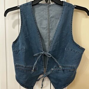 Denim Vest with Tie Front
